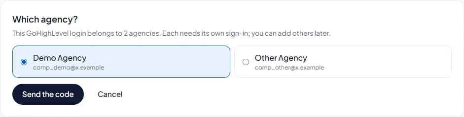 Choosing between two agencies the login belongs to